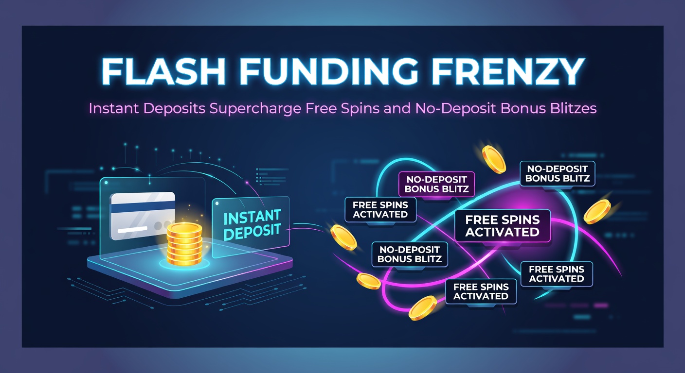 Vibrant casino interface showing lightning-fast deposit confirmation and spinning reels bursting with free spin icons