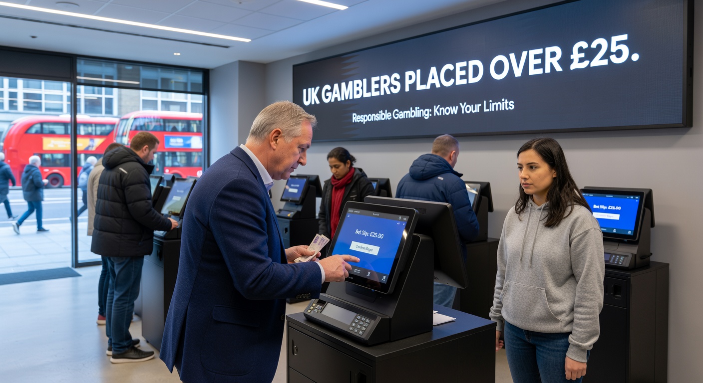 Graph showing upward-trending lines for UK online slots wagers and revenue from 2024 to 2025, with regulatory icons overlayed for context