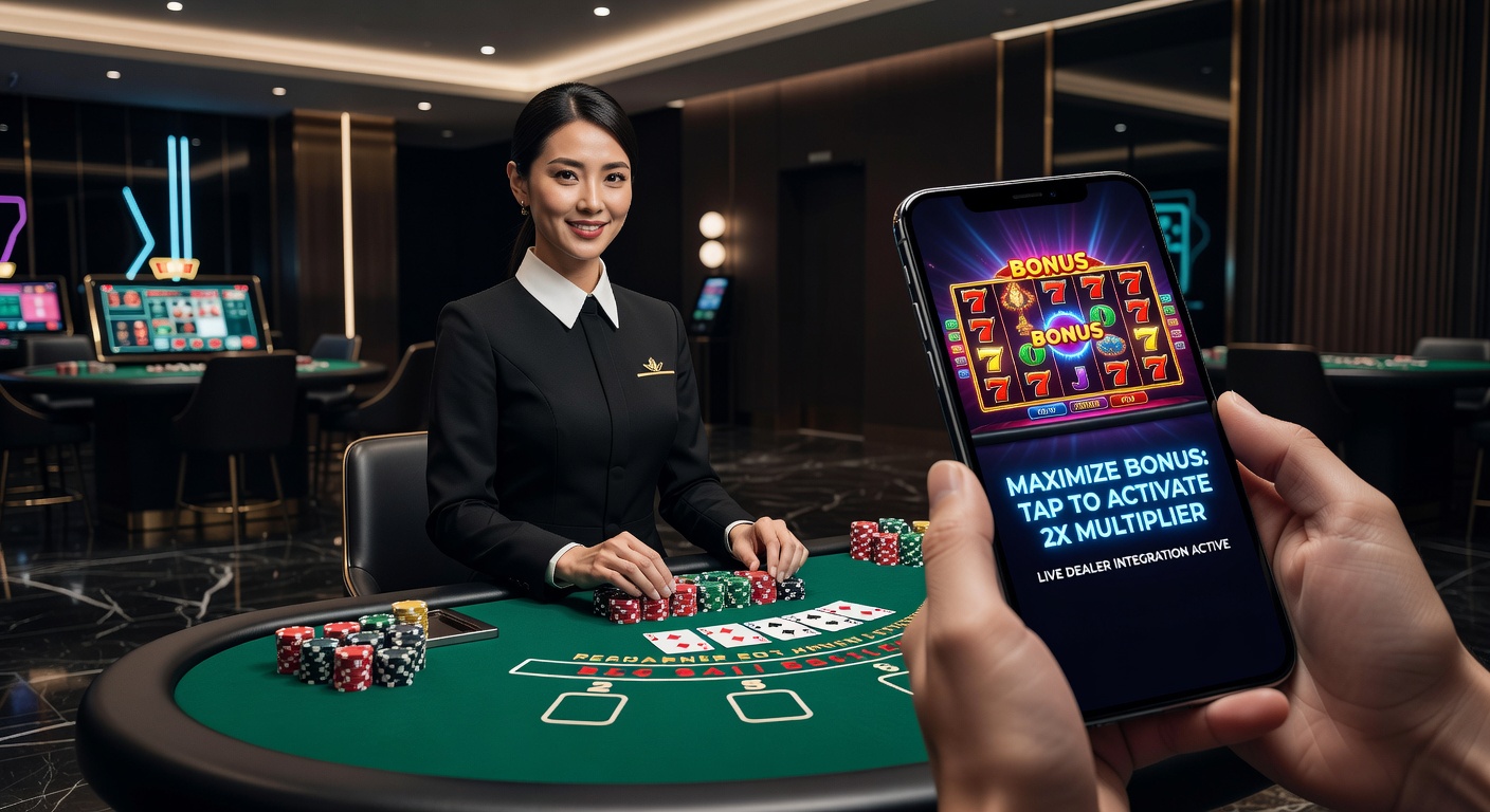Mobile slot interface displayed alongside live dealer blackjack table on a smartphone screen