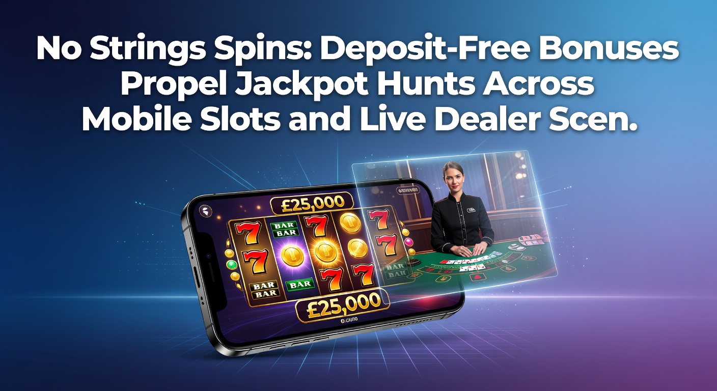 Live dealer table with slot machine elements in the background, featuring a jackpot ticker and free spin bonus notifications on a sleek mobile interface