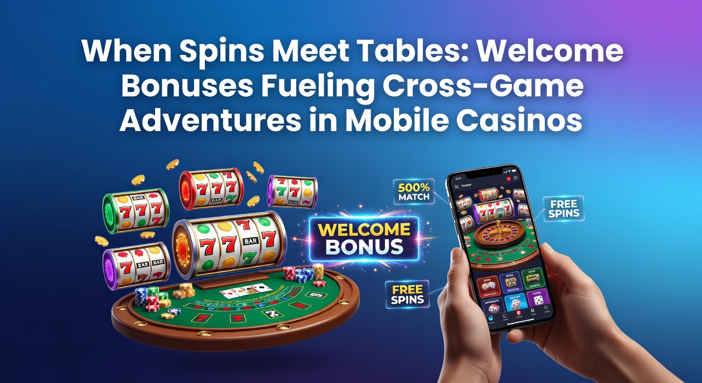 Vibrant mobile casino screen showing slot reels transitioning to a blackjack table with bonus icons overlayed